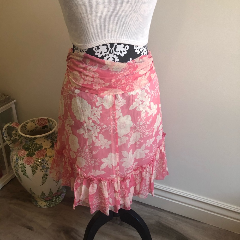 ❤️BNWT❤️ JOIE Pink Ivory Silk Vintage Floral Skirt - Picture 7 of 16